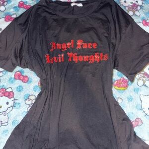 ROMWE Black Tee with Red Graphic